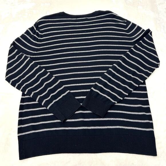 Banana Republic Women Striped Sweater Sz L Blue Preppy Classic Nautical - Picture 2 of 8